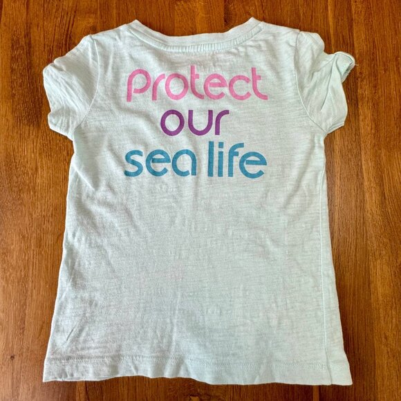 PEEK Australia T-Shirt Girls 3 3T Protect Our Sea Life Barrier Reef Blue Tee - Picture 2 of 5